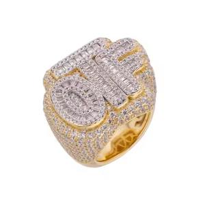 VVS Moissanite Diamond Iced Out OTF Ring Hip-Hop Bling Certificado por Pass Diamond Tester - Product Image 1