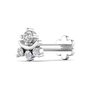 Alfiler de Nariz de diamante redondo de cuatro piedras de oro amarillo de 14 quilates, joyería con tachuelas preciosas para mujer - Product Image 1