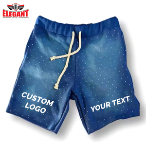 Cotton Fabric Outdoor Wear Customized Logo Distressed Good Selling <b>Make</b> <b>Your</b> <b>Own</b> Acid Wash Rhinestone Shorts by Elegant Sports - Product Image 3