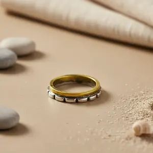 "Rose Gold Plated Adjustable <b>Spinner</b> <b>Ring</b> for Women's <b>Anxiety</b> Relief" - Product Image 1