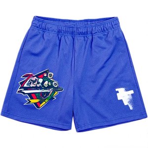 Pantalones cortos personalizables de malla de poliéster, ropa de calle de baloncesto de verano de secado rápido, pantalones cortos de gimnasio de talla grande, logotipo personalizado impreso - Product Image 1