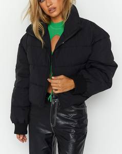 Abrigo cálido de invierno de alta calidad, fabricante de ropa, chaqueta acolchada con capucha larga personalizada para mujer, Top corto, comodidad con cremallera completa - Product Image 1