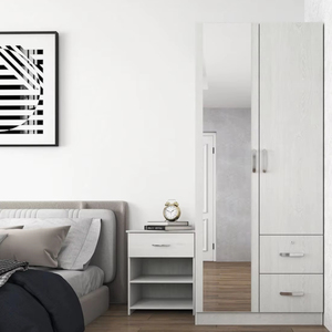 Thiết Kế Hiện Đại Phòng Ngủ Tủ Quần Áo Tủ Quần Áo 2 Cửa 2 Ngăn Kéo Gương Đồ Nội Thất Bằng Gỗ Cho Nhà Phòng Tập Thể Dục Hội Thảo Cho Căn Hộ Sử Dụng - Product Image 5