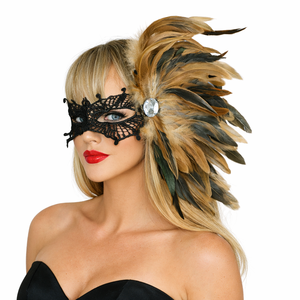 Máscara de Plumas <span class=keywords><strong>para</strong></span> Carnaval, Accesorio <span class=keywords><strong>para</strong></span> la Cabeza <span class=keywords><strong>para</strong></span> Espectáculos de Burlesque, Disfraz <span class=keywords><strong>para</strong></span> Fiestas de Halloween/Navidad, Atuendo <span class=keywords><strong>para</strong></span> Nochevieja - Product Image 4