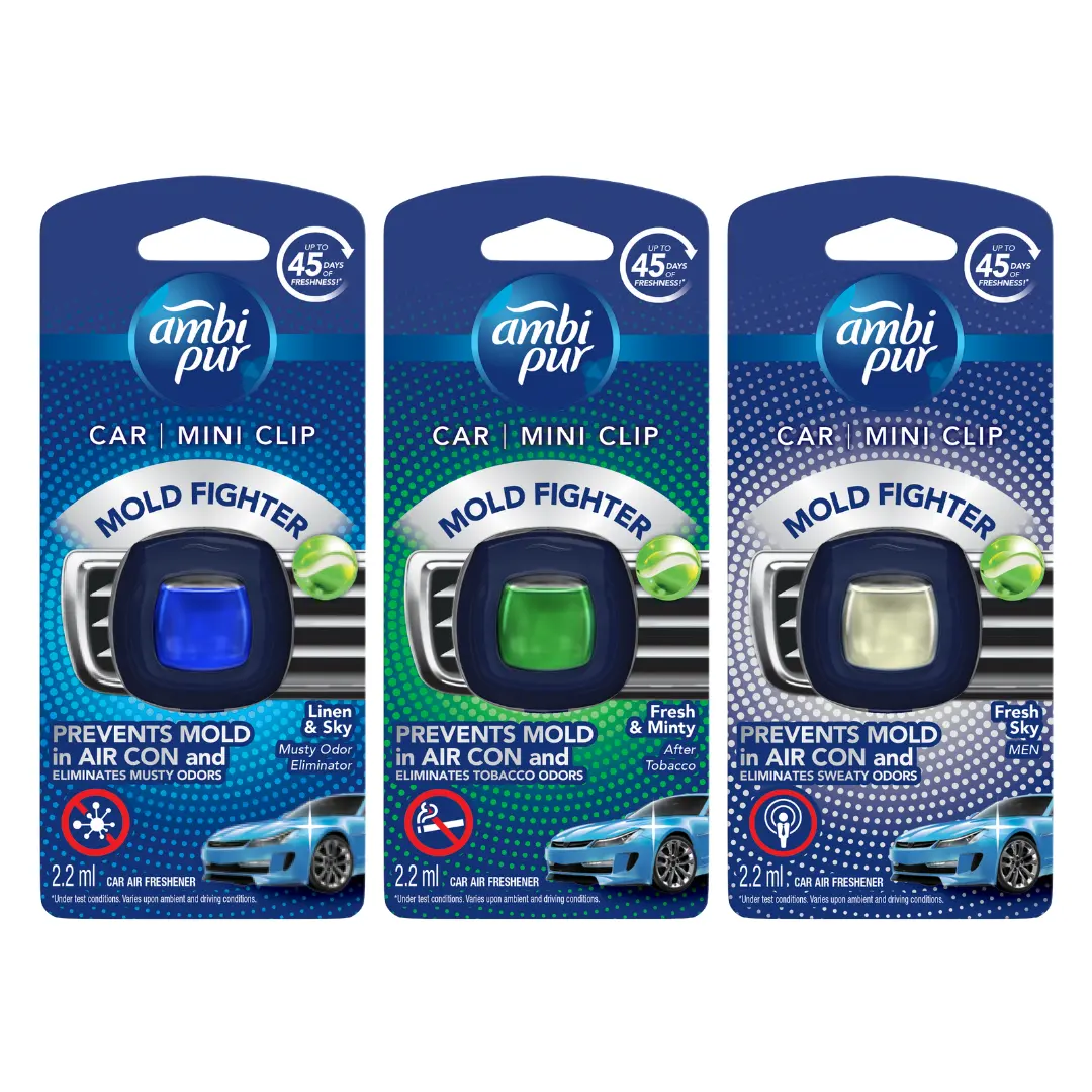 Premium Car vent Clip Air Freshener Linen e Sky para Musty odor Eliminator Car Fragrance e Perfume