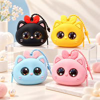 Sac de rangement en silicone en forme de chat aux grands yeux, mignon, portable, design moderne et minimaliste, pour la conservation des aliments à la maison