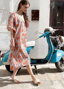 Nueva moda té longitud manga corta Tie Dye Boho Kimono playa cubrir algodón Sarong ropa de playa vestido señoras Kaftan - Product Image 4