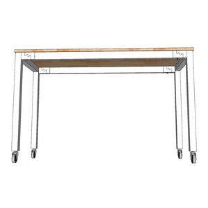 Modern Industrial Chinese Office Training <b>Table</b> with <b>Foldable</b> Design and Iron <b>Legs</b> Wheels BDT68001 - Product Image 5
