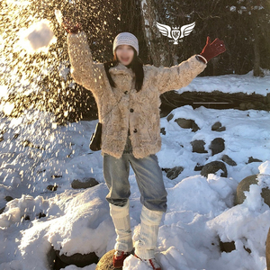 Blouson d'aviateur court ODM coupe-vent d'hiver décontracté en laine/fourrure de renard pour femmes personnalisées pour l'extérieur - Product Image 6