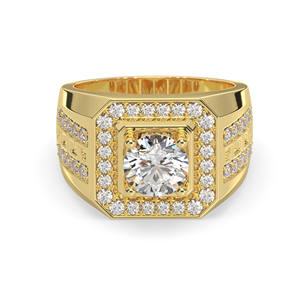 Haute qualité mode hommes anneaux or 10K couleur jaune zircon cubique pierre usine en gros Vietnam fabricant - Product Image 5