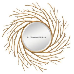 Mariposas Diseñador Heavy Duty Metal Chapado en oro Enmarcado Forma redonda Espejo de pared Hogar Sala de estar y Vestíbulo Suministros de decoración - Product Image 5