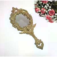 Miroir à main en métal en laiton créatif miroir de maquillage pour femmes miroir à main de forme ovale au design antique par Royal Home Collection fournitures