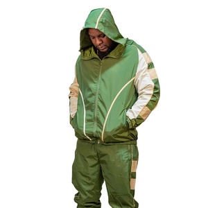 Ensemble de survêtement streetwear pour hommes, veste coupe-vent et pantalon, vêtements de sport imperméables, vente en gros OEM - Product Image 1