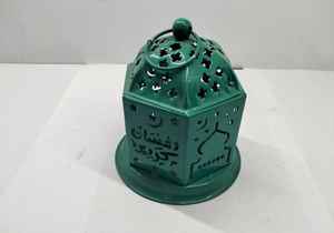 Nouvelle Lanterne Ramadan Hexagonale en Fer Forgé, Finition Bronze Antique, Faite à la Main, Gravée, Motifs Géométriques Découpés, Revêtement Poudré Robuste, Personnalisable - Product Image 3