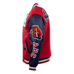 Blousons bombardiers d'hiver boutonnés College Letterman pour hommes veste de baseball à manches en cuir et en laine brodée sur mesure - Product Image 3