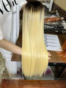 มัดผมมนุษย์แท้613ผมบลอนด์วิกผมคนแท้พร้อมหน้าผากผมมนุษย์แท้สีบลอนด์ผม613 613พร้อมที่ปิด - Product Image 6