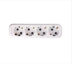 Enchufe de extensión blanco de 4 vías con conexión a tierra sin cable IP22 16A 220-250V UE/Reino Unido/EE. UU. Regleta de alimentación estándar ABS resistente al fuego - Product Image 1