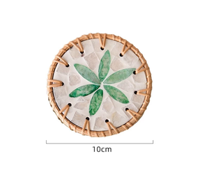 Fancy Vietnam mop rattan <b>coaster</b> and tray manufacturer for romantic bedroom decor and elegant vanity table top storage solutions - Product Image 1