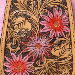 Cuir de vachette rose feuille cheveux cuir à la mode Style occidental sac à bandoulière usiné à la main PC utilitaire Cowgirl sac de messager fermeture à glissière - Product Image 3