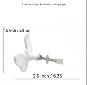 Venta caliente perillas de mariposa de cerámica blanca tiradores de manija de gabinete de cajón de hierro fundido para tocador de armario de dormitorio-diseño Industrial - Product Image 3