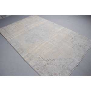 Alfombra Turca Grande de 5.2x8.1 pies, Alfombra Floral Gris Vintage - Product Image 2