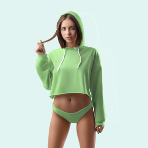 Chic Fashion Woman Crop <b>Top</b> Hoodie Soft <b>Fleece</b> Pullover Casual Look Perfect For Streetwear Style - Product Image 3