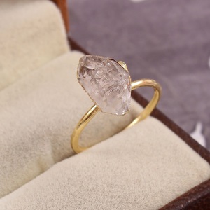 Anillo de Compromiso Clásico para Mujer, Hecho a Mano, Plata de Ley 925, Cuarzo Rosa Natural en Bruto, Chapado en Oro, Sin Níquel, Sin Plomo, para Cumpleaños - Product Image 6