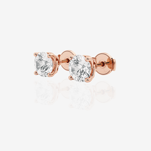 Certified Round Cut Moissanite Diamond <b>Stud</b> <b>Earrings</b> Twisted Design in Sterling Silver - Product Image 5