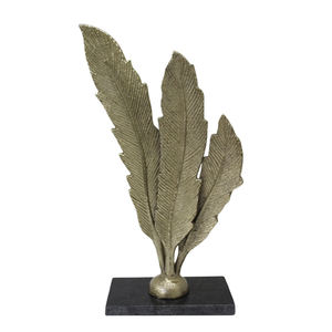 Ensemble de 3 sculpture de champignon de taille moyenne décorative en bois d'aluminium couleur feuille de laiton décoration de table pour la maison et le salon - Product Image 4