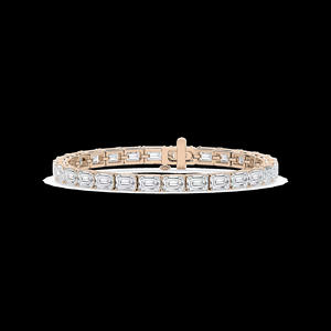 Pulsera de Oro Puro de 14k con Diamante Cultivado en Laboratorio con Corte Esmeralda de 13.5ct, Certificado IGI/GIA, Colección Signature, Estilo Tenis, Orientación Este-Oeste - Product Image 1