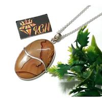 Collier artisanal en argent 925 avec pierre précieuse ovale en jaspe Picasso naturel, pendentif pour amoureux, design bohème, pendentif de charme