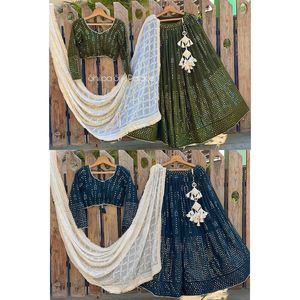 Lehenga Choli De Seda Con Secuencia De Georgette Trabajo Dupatta Para Ropa De Boda Nupcial, Lehenga Choli Elegante Para Mujeres Y Niñas - Product Image 1