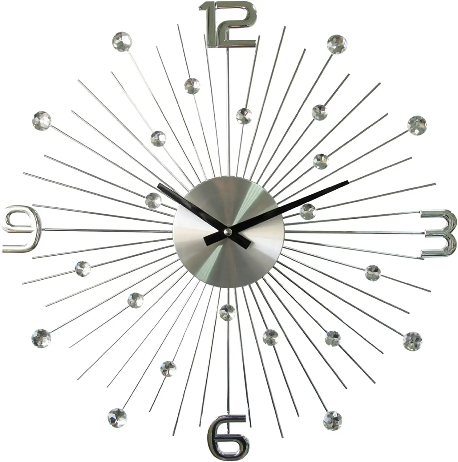 ساعة بيكولو متعددة الوظائف بمليون دولار بتصميم ممتاز ساعة حائط مستديرة أنيقة 20 بوصة مسامير فضة مع بلورات