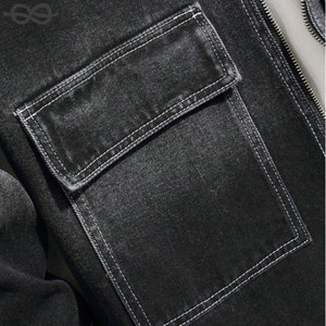 แจ็กเก็ตยีนส์สำหรับผู้ชาย, มาใหม่เสื้อแจ็กเก็ตแฟชั่นย้อนยุคผ้าฝ้ายแขนยาวซิปลายขวางไซส์ใหญ่พิเศษ - Product Image 2
