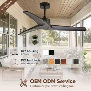 52 Inch 3 Blade Black Ceiling <b>Fan</b> Without Light <b>with</b> <b>Remote</b> Control Reversible DC Motor Solid Wood for Bedroom Living Room - Product Image 5
