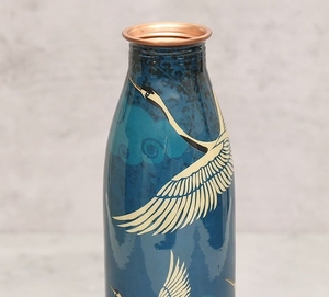 Custom Print & Logo Handcrafted Pure Copper Water Bottle with Lid Sports Camping Gym Use Direct <b>Accessory</b> Yoga Drinking Water - Product Image 3