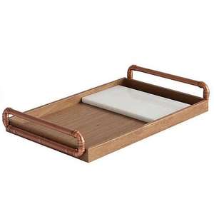 Plateau de service en bois de qualité commerciale élégant et rustique de qualité supérieure Vaisselle élégante fabriquée à la main Poignées intégrées durables Lave-vaisselle - Product Image 4