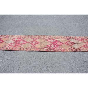 พรมวินเทจ Herki ขนาด 2.1x12.1 ฟุต พรมตุรกี พรมขนสัตว์ลายดอกไม้สีแดง - Product Image 3