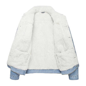 Chaqueta Vaquera Personalizada para Hombre - 100% Algodón, Resistente al Viento, Transpirable, Antibacteriana, Forro de Lana Ecológico, Cuello Alto, Lavado Ácido, Invierno - Product Image 3