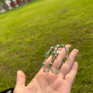 Regalo Único y Moderno para Comprar Joyería, Pendientes Largos de Aro con Esmeralda, Piedra de Nacimiento de Mayo, Precio Bajo - Product Image 5