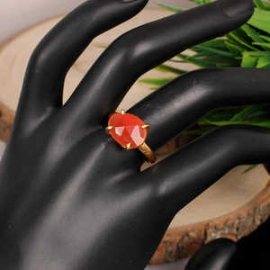 925สเตอริงเงินธรรมชาติแหวนคาร์เนเลียนสีส้มอัญมณีโบโฮวินเทจเครื่องประดับแฮนด์เมดด้วยการชุบโรเดียมการตั้งค่าการฝังอย่างดี - Product Image 5