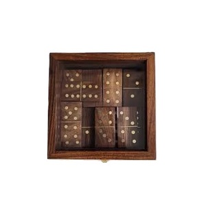 Handmade Traditional Wooden <b>Domino</b> <b>Set</b> with Glass Box for Children's Play in All Seasons-Spring Summer Autumn Winter - Product Image 1