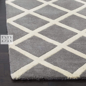 Tapis en laine de luxe fait à la main de haute qualité gris blanc tapis géométrique pour salle à manger salon chambre maison utilisation au sol - Product Image 2