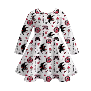 Baby Kids Girl Winter Spring Football Game Soft Bamboo Saints 49ers Steelers Twirl Dress su misura abbigliamento per bambini - Product Image 1