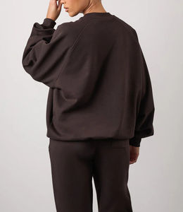 Sweat-shirt et pantalon de survêtement pour femme, style tendance, en molleton de coton lourd, col oversize, manches raglan, coupe ample - Product Image 4