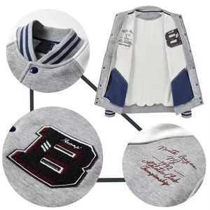 Chaqueta Varsity de Lana Fina de la Mejor Calidad, Cuello Alto, Botones Delanteros, Logotipo Bordado, para Hombre - Product Image 3