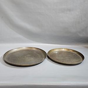 Artesanías DE LA India, Juego de 2 piezas de lujo, platos de arroz de aluminio martillado ecológicos, acabado de cobre para fiestas, Metal hecho a mano - Product Image 1