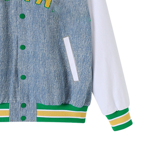 Blouson bomber en denim de l'État de Norfolk, officiel de la fraternité grecque Spartan, streetwear, broderie en chenille sur le devant, imperméable, réversible - Product Image 6