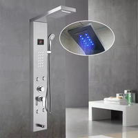 SUS304 Style moderne affichage panneau de douche tour panneaux muraux salle de bain étanche chaud froid salle de bain douche mélangeur ensemble colonne de douche