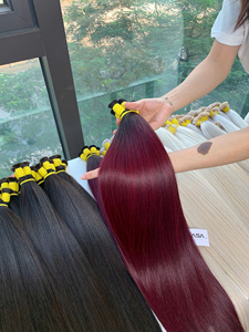 Extensions de cheveux en vrac Produit de vente chaud 2025 Rouge foncé Personnaliser les couleurs Haute qualité Double dessiné - Product Image 3